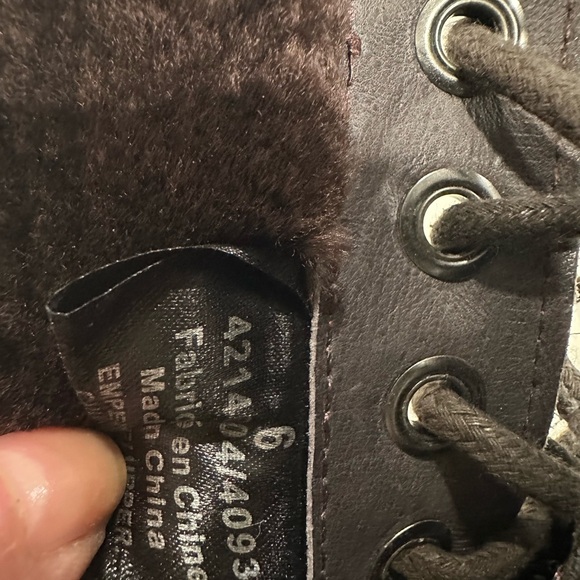 ATELIER NOIR BROWN SHEARLING & LEATHER LACE UP BOOTS - Picture 8 of 16